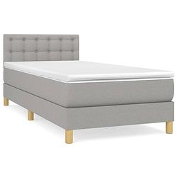 Foto van The living store boxspringbed - pocketvering - 100x200x78/88 cm - lichtgrijs - inclusief matras en topmatras