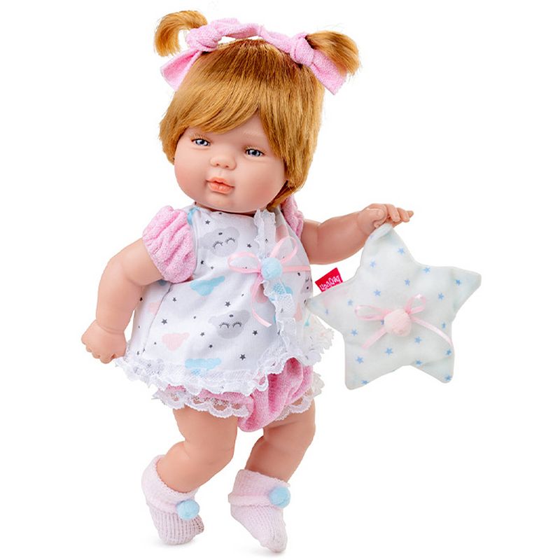 Foto van Berjuan babypop baby smile meisjes 30 cm vinyl/textiel wit/roze