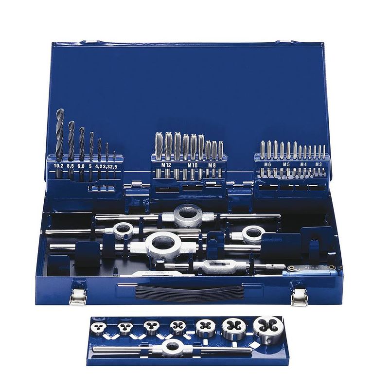 Foto van Eventus by exact 10722 schroefdraad reparatieset 43-delig hss metrisch m3, m4, m5, m6, m8, m10, m12