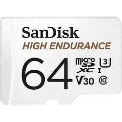 Foto van Sandisk high endurance monitoring minisdxc-kaart 64 gb class 10, uhs-i, uhs-class 3, v30 video speed class incl. sd-adapter