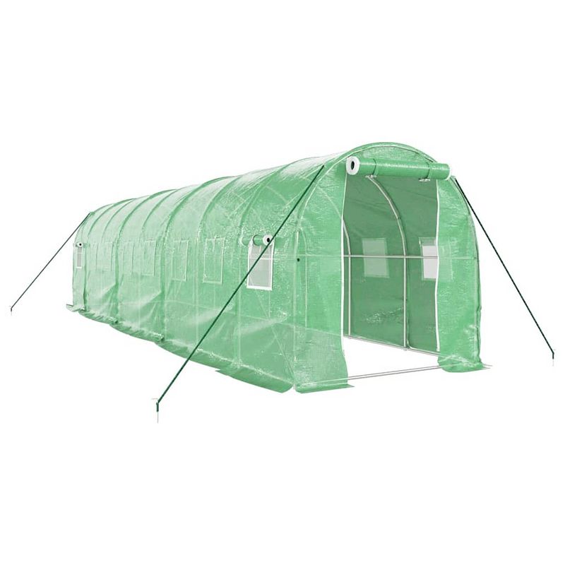 Foto van Vidaxl tuinkas met stalen frame 16 m² 8x2x2 m groen