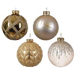 Foto van Decoris - kerstbal glas d8 cm parel/goud ass kerst