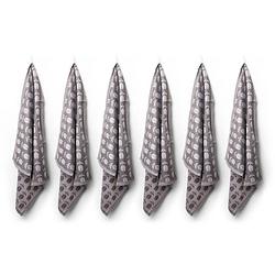 Foto van Luxe theedoeken - 6 stuks - patroon tulp - grijs - 60x65cm