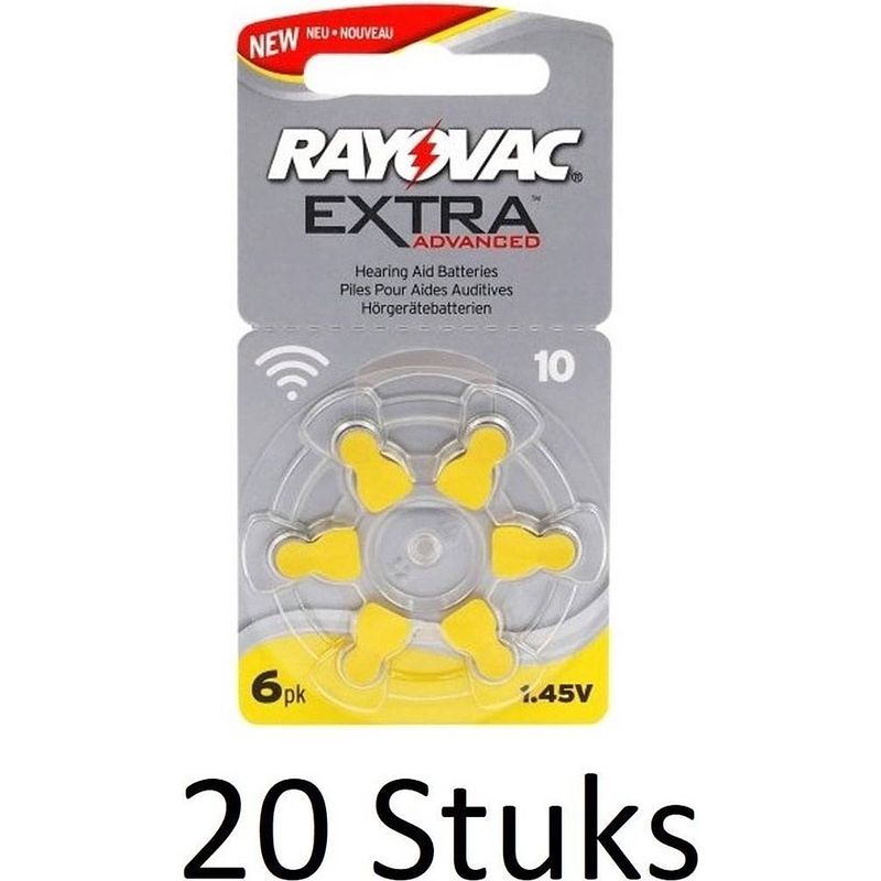 Foto van 120 stuks (20 blisters a 6 st) rayovac extra advanced 10 mf gehoorapparaat batterijen