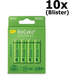 Foto van 40 stuks (10 blisters a 4st) - gp recyko+ 2700 series aa/hr06 2600mah 1.2v nimh oplaadbare batterijen