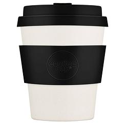 Foto van Ecoffee cup black nature pla - koffiebeker to go 250 ml - zwart siliconen