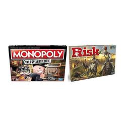 Foto van Spellenbundel - bordspel - 2 stuks - monopoly valsspelerseditie & hasbro risk
