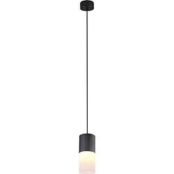 Foto van Led hanglamp - trion roba - e27 fitting - 1-lichts - rond - mat zwart - aluminium