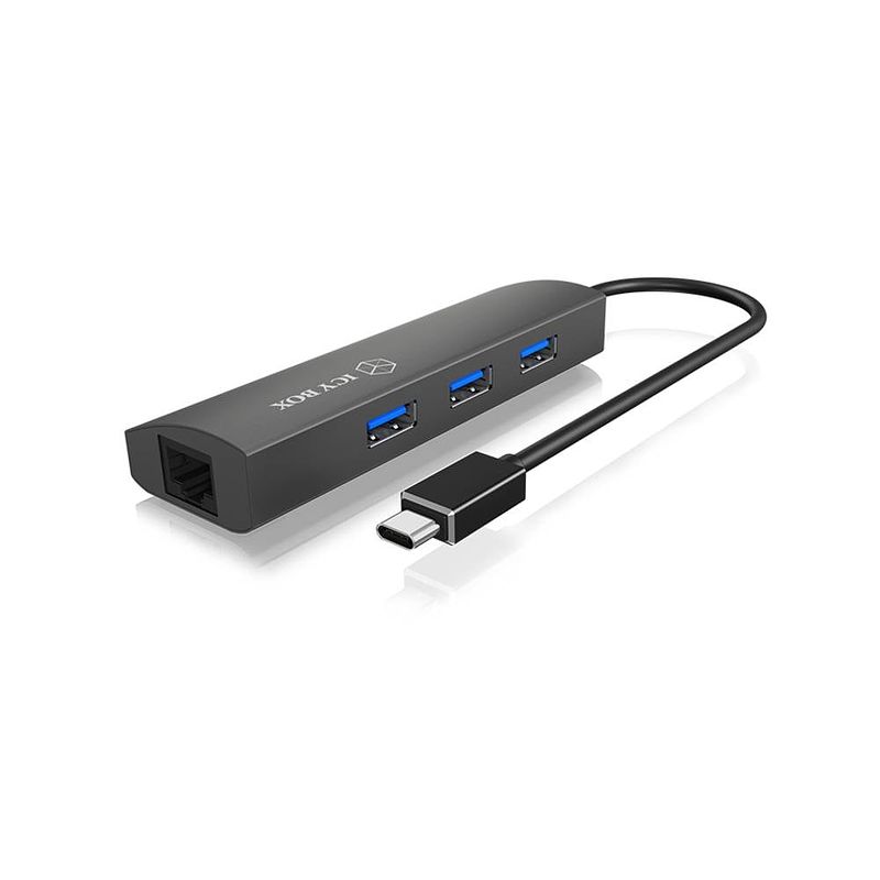 Foto van Icy box ib-hub1406-c usb-c® (usb 3.2 gen 2) multiport hub 4 poorten antraciet