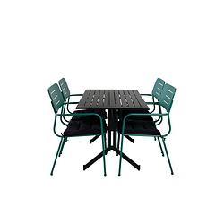 Foto van Way tuinmeubelset tafel 70x120cm en 4 stoel nicke groen, zwart.