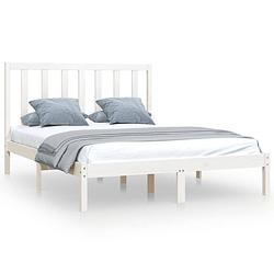 Foto van The living store houten bedframe - bedframe - afmeting- 140 x 190 cm - kleur- wit