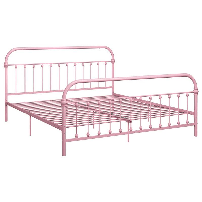 Foto van The living store metalen bedframe - roze - 213 x 191 x 109 cm - geschikt voor 180 x 200 cm matras - montage vereist