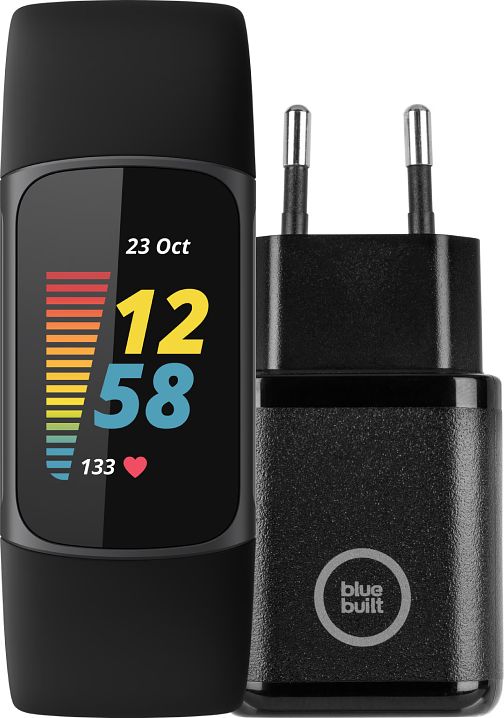 Foto van Fitbit charge 5 zwart + bluebuilt oplader