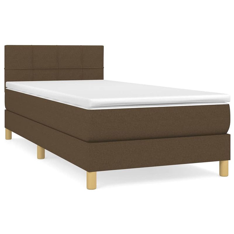 Foto van The living store donkerbruin boxspringbed - 203 x 100 x 78/88 cm - pocketvering matras