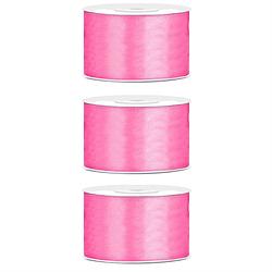 Foto van 3x hobby/decoratie roze satijnen sierlinten 3,8 cm/38 mm x 25 meter - cadeaulinten