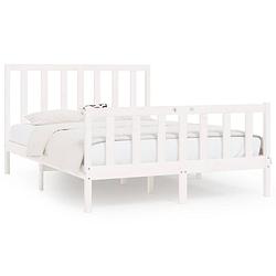 Foto van The living store bedframe grenenhout - 205.5 x 146 x 100 cm - wit