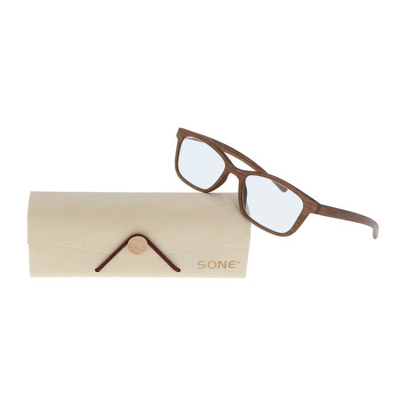 Foto van 5one® walnut brown leesbril +1 - houten leesbril +1 met bruin montuur