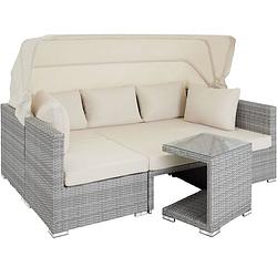 Foto van Tectake - wicker loungeset loungebank tuinset san marino - lichtgrijs - 403712