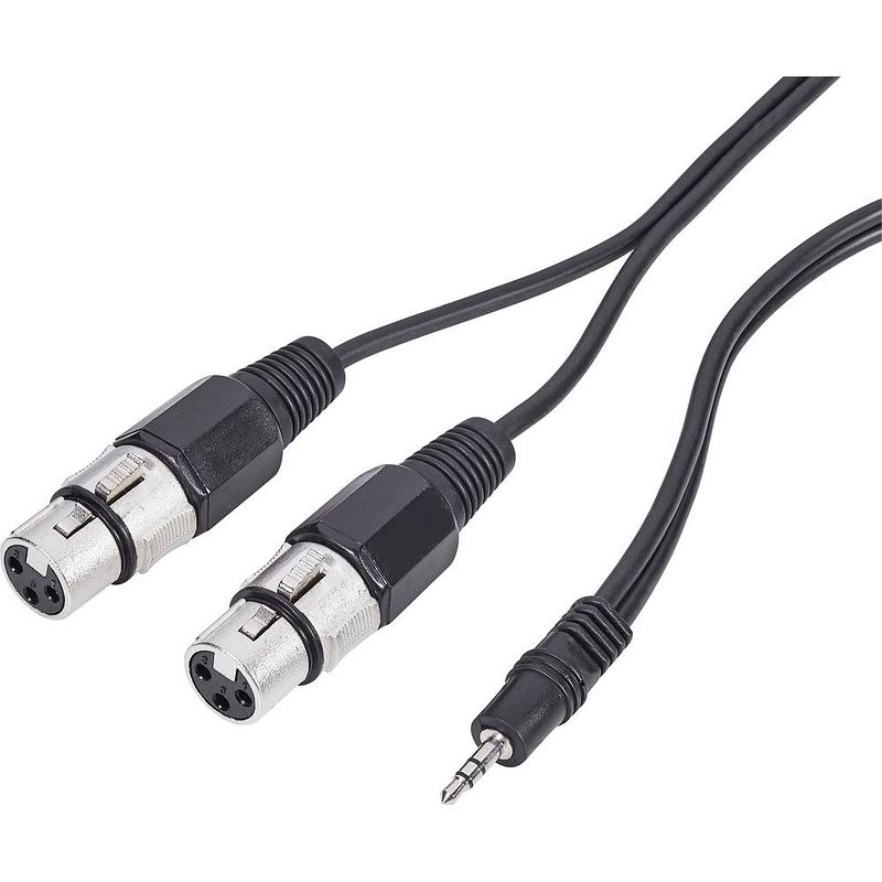 Foto van Paccs paccs xlr adapterkabel [2x xlr-bus - 1x jackplug male 3,5 mm] 3.00 m zwart