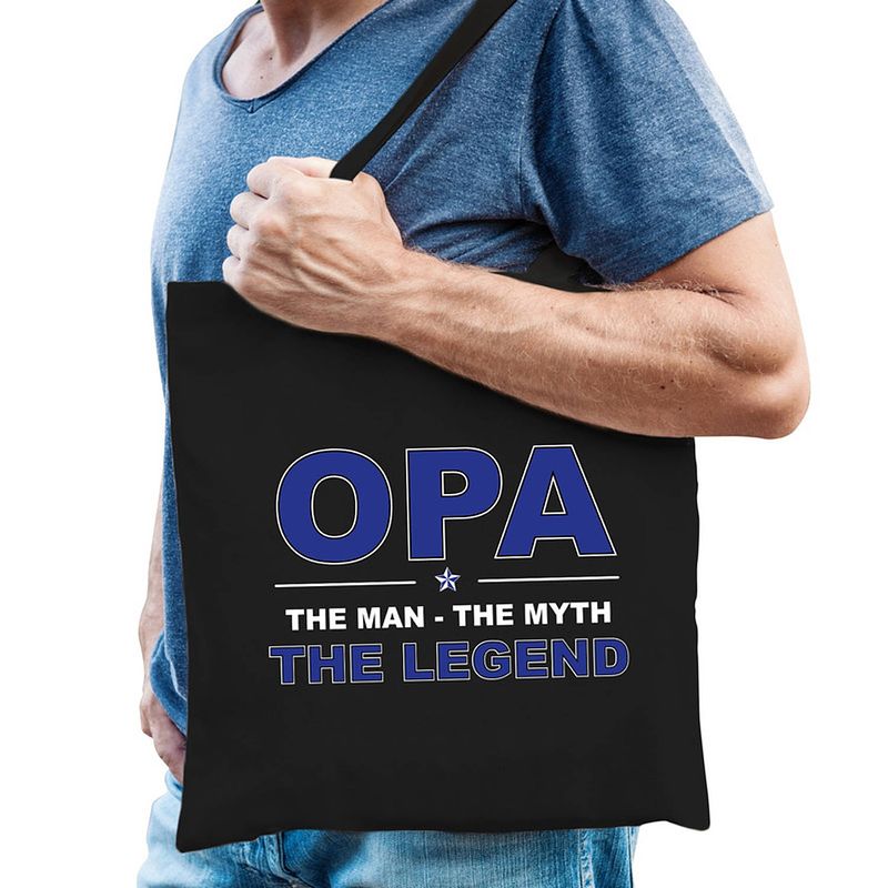 Foto van Opa the legend tas zwart voor heren - feest boodschappentassen