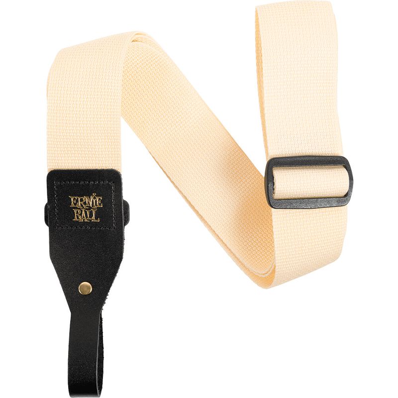 Foto van Ernie ball 5368 polypro acoustic guitar strap cream gitaarband met headstock tie