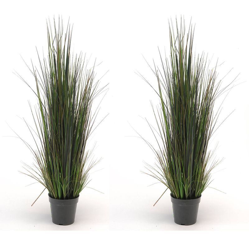 Foto van Set van 2x stuks kunstplanten groen gras sprieten 90 cm. - kunstplanten