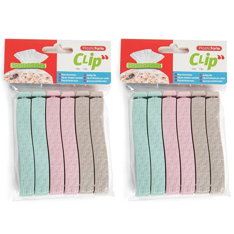 Foto van 12x gekleurde keuken afsluitclips / vershoudclips 11 cm - vershoudknijpers