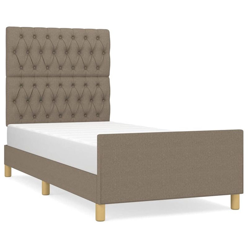 Foto van Vidaxl bedframe met hoofdeinde stof taupe 90x200 cm