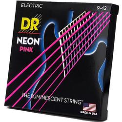 Foto van Dr strings npe-9 hi-def neon pink 9-42 set snaren voor elektrische gitaar