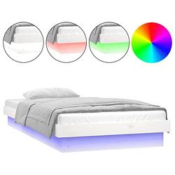 Foto van The living store bedframe - houten bed met kleurrijke led-verlichting - massief grenenhout - 194 x 78.5 x 21 cm - wit