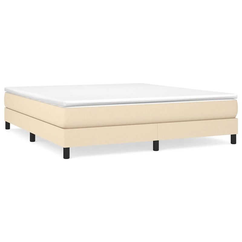 Foto van The living store boxspringframe - crème - 203 x 180 x 25 cm - stof en multiplex