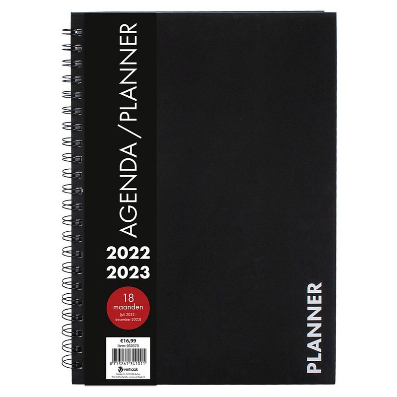 Foto van 18 maanden planner agenda a4 black spiraal 2022 - 2023