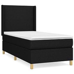 Foto van The living store boxspringbed - belait - bed - 203 x 93 x 118/128 cm - zwart stof - larikshout - multiplex -