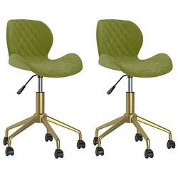 Foto van The living store draaibare eetkamerstoelen - fluweel - lichtgroen - goud staal - 39 x 51 x (76.5 - 84.5) cm