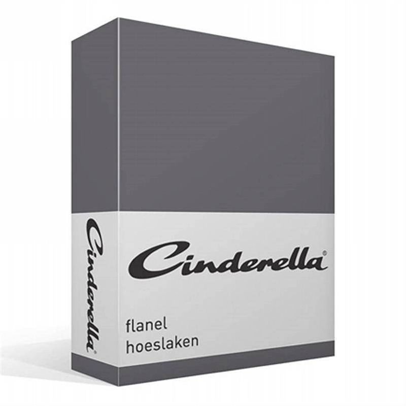 Foto van Cinderella flanel hoeslaken - 100% geruwde flanel-katoen - lits-jumeaux (160x200/210 cm) - antraciet