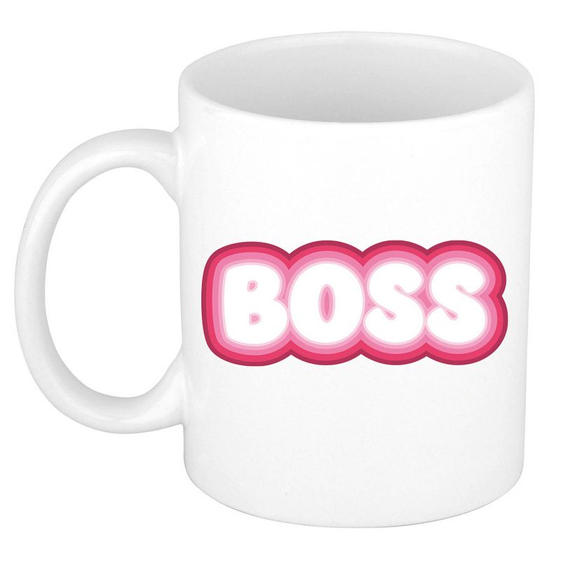 Foto van Bellatio decorations cadeau mok voor baas - roze - grappig - keramiek - 300 ml - boss - feest mokken