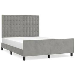 Foto van The living store bedframe lichtgrijs fluweel - 193x146x118/128 cm - verstelbaar hoofdeinde