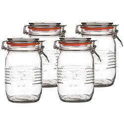 Foto van Urban living voorraadpot/bewaarpot - 4x - 1l - glas - met beugelsluiting - d14 x h17 cm - voorraadpot