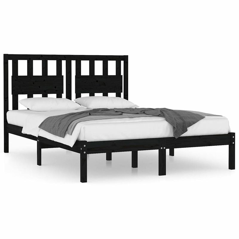 Foto van Vidaxl bedframe massief grenenhout zwart 120x200 cm