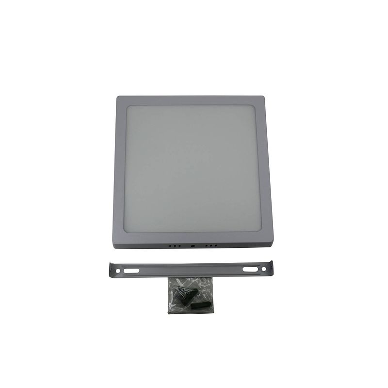 Foto van Led lamp / plafondlamp 18w aluminium en mat glas 20,5 x 20,5 cm - plafonniere