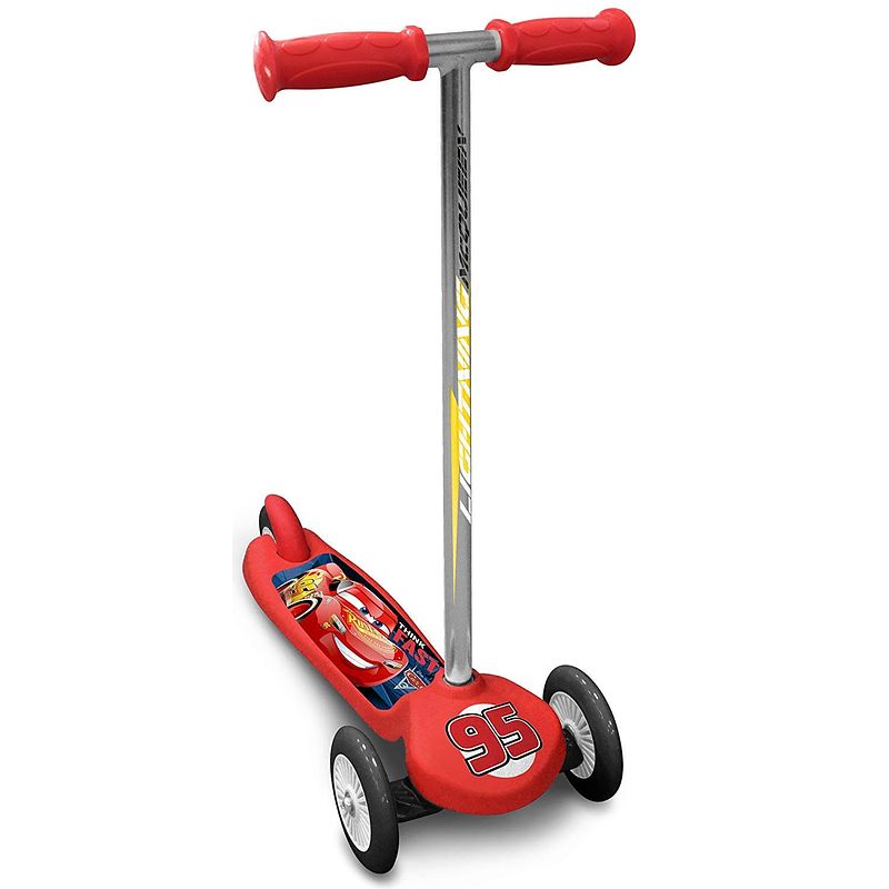 Foto van Disney kinderstep cars 3 3-wiel kinderstep junior voetrem rood