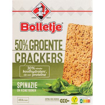 Foto van Bolletje groente crackers spinazie 4 x 4 stuks 200g bij jumbo