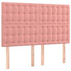 Foto van The living store hoofdbord - fluweel - verstelbare hoogte - comfortabele ondersteuning - roze - 144x5x118/128 cm