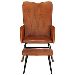 Foto van The living store schommelstoel tan - gestoffeerd - leder - 56x74x93 cm - comfortabel