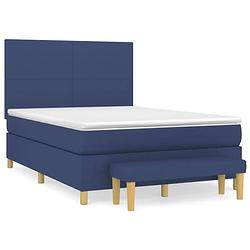 Foto van The living store boxspringbed - blauw - 203x144x118/128 cm - pocketvering - middelharde ondersteuning - huidvriendelijk