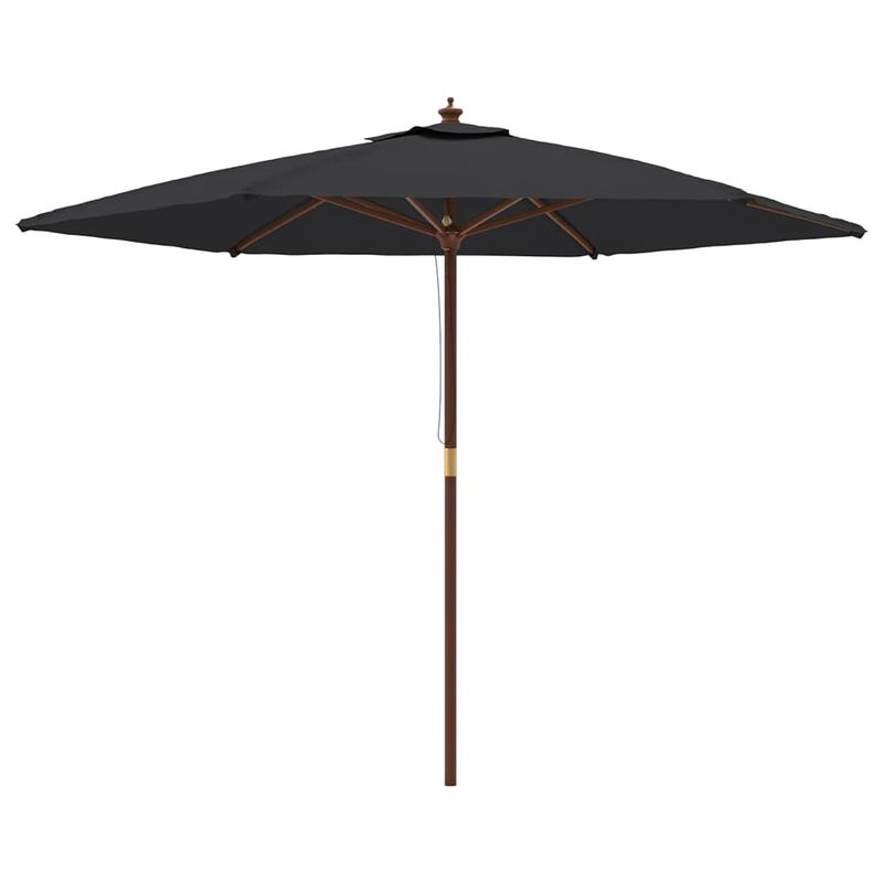 Foto van The living store parasol - houten frame - zwart - 299x240 cm - uv-beschermend polyester