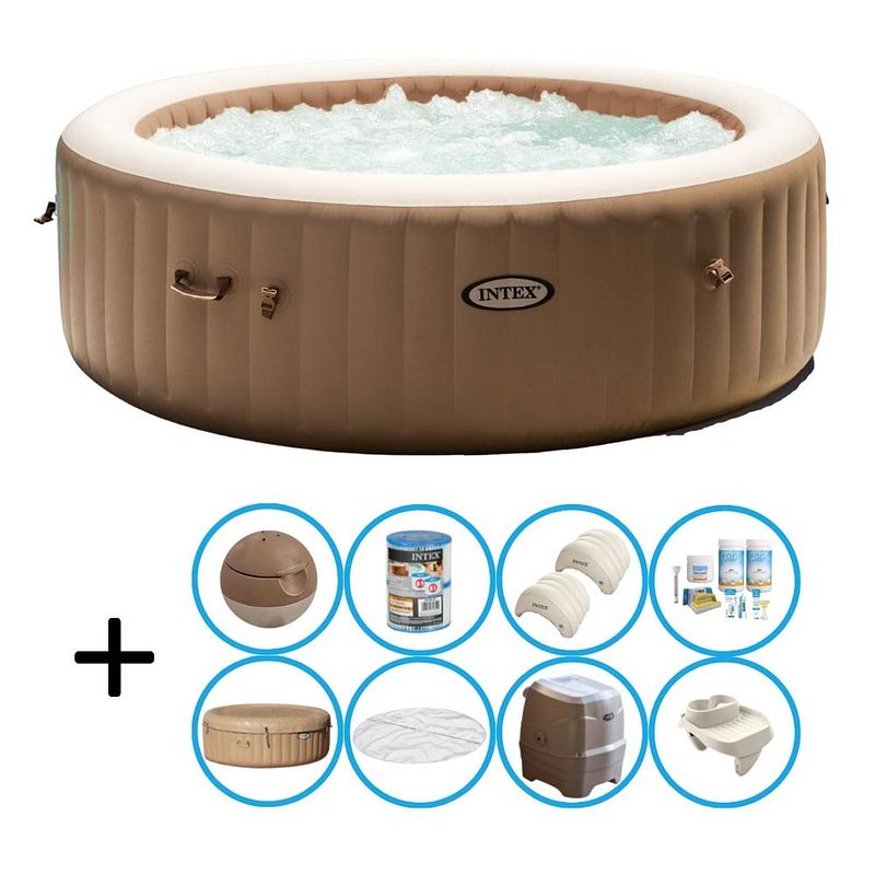 Foto van Intex - bubble massage - jacuzzi - 216 x 71 cm - beige - inclusief accessoires