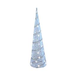 Foto van Led piramide kerstboom - h39 cm - wit - kunststof - kerstverlichting - kerstverlichting figuur