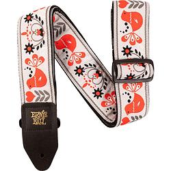 Foto van Ernie ball classic jacquard strap 4689 red bird winter gitaarband