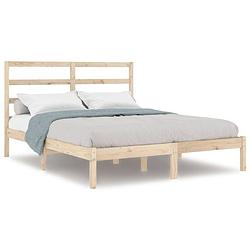 Foto van The living store houten bedframe - 205.5 x 126 x 100 cm - massief grenenhout - inclusief hoofdeind - geschikt voor 120